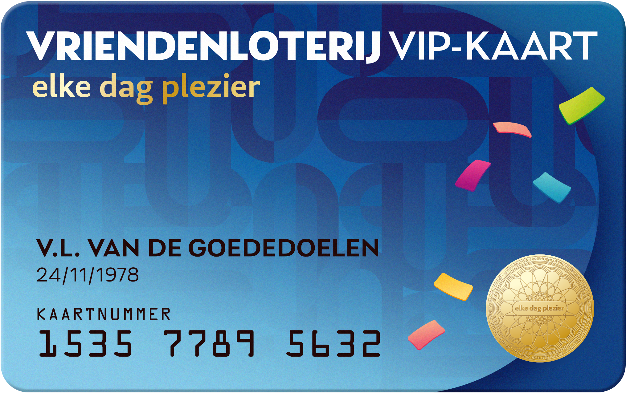 Voorbeeld van een VriendenLoterij VIP-KAART